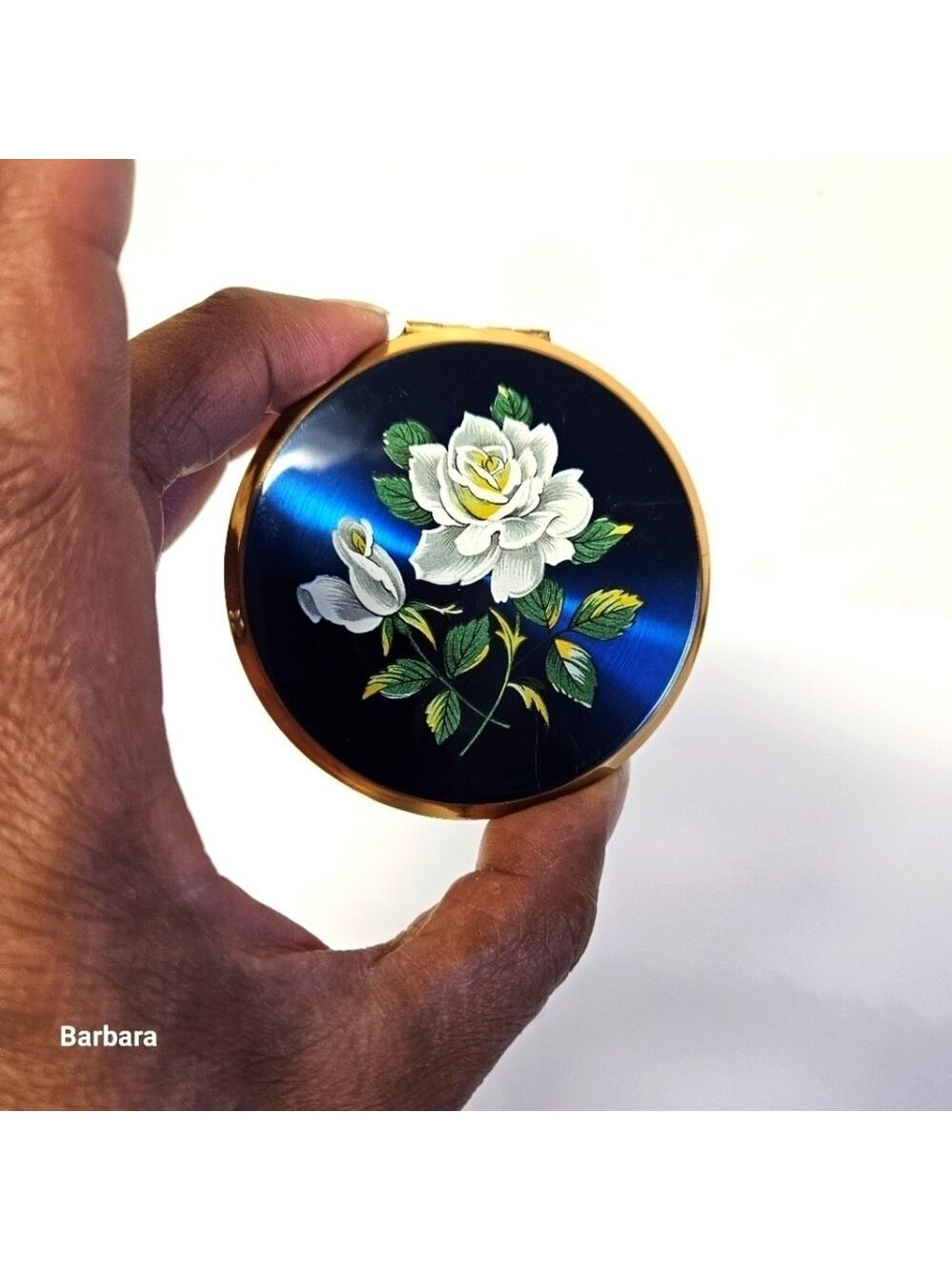 Vintage Antique 60s Stratton England Floral Makeup Powder Compact